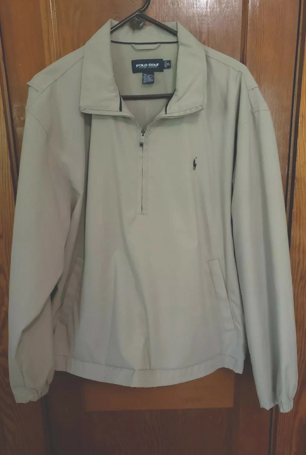 PONY Polo Ralph Lauren Giacca Uomo XL Frangivento Beige Pullover Mezza Cerniera