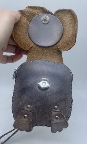 ART Bulgaria Leather Elephant Mini Purse Wristlet Key Ring Hand Made - Picture 3 of 6
