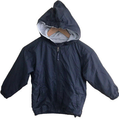 Charles River Girls Boys Size 6 Hooded Jacket  Windbreaker Navy Blue Long Sleeve