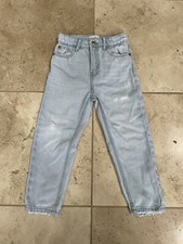 Zara Jeans Blue Distressed Regular Fit Girls Size 7 21x17 Good Condition
