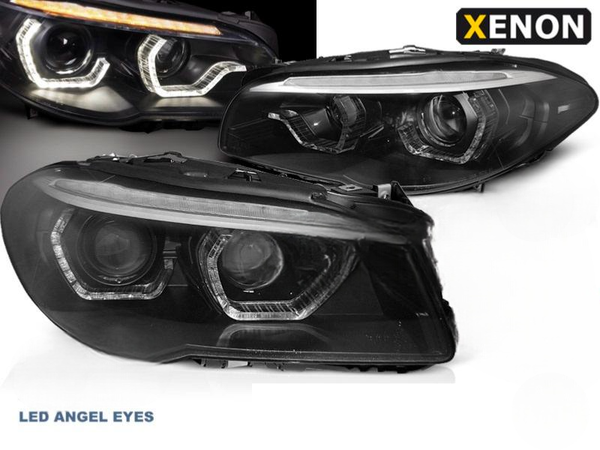 Scheinwerfer Paar BMW 5Er F10 / F11 10-13 Xenon Angel Eyes LED DRL Schwarz-image