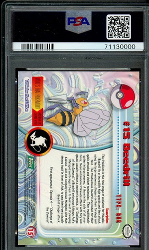 Beedrill 1999 TOPPS Pokemon TV Animated Series Non Holo #15 PSA 10 Gem Mint - Picture 2 of 2