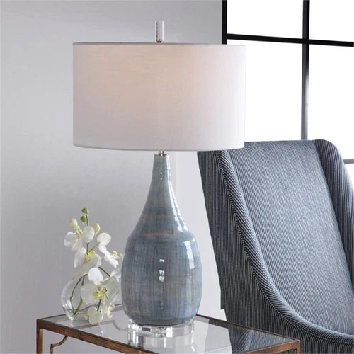 Uttermost Rialta Coastal Steel and Ceramic Table Lamp in Aqua and Teal - Picture 3 of 8