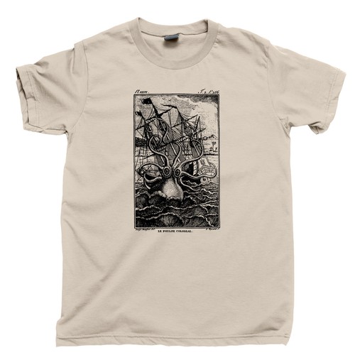 Kraken Monster T Shirt Steampunk Jules Verne Leagues Under Sea Sail Oceans Tee - Picture 1 of 10