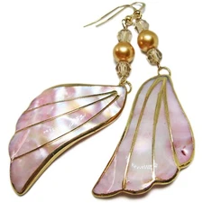 Gold Filled Pink Mother of Pearl and Glass Bead Earrings By SoniaMcD
