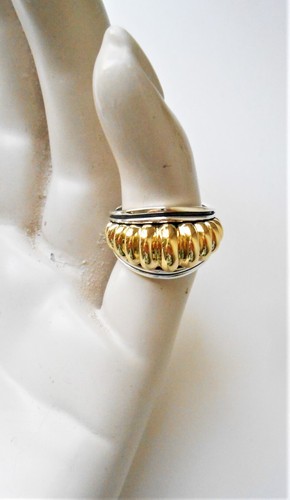 LAGOS 18K GOLD STERLING SILVER MED WIDE BOLD FLUTED RING SZ 7 RARE BNWT $1295 - Picture 5 of 12