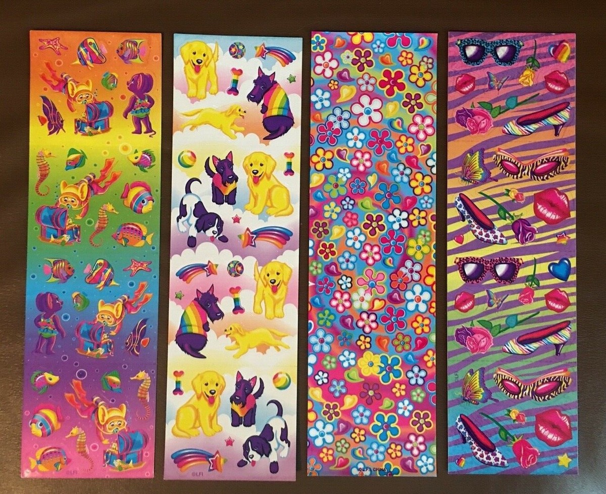 Rare Lisa Frank Sticker Sheet - Dogs Flowers Glamour Heels Ocean