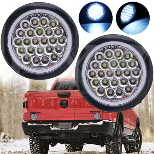 2X 4 Inch Round 24-LED Tail Light Reverse Backup Lamp White For Truck Trailer - Picture 1 of 5
