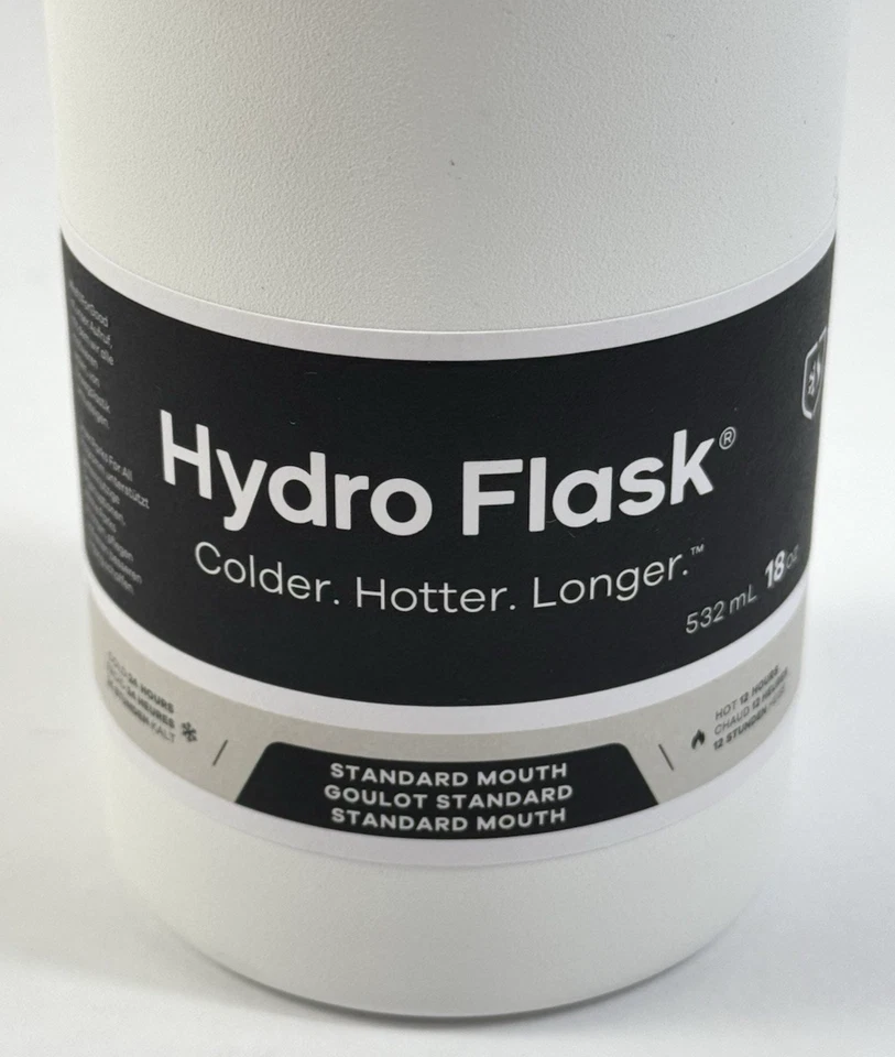 HYDRO FLASK Trinkflasche 532ml Thermoflasche Isolierte Wasserflasche Weiß NEU OV - Bild 3 von 4