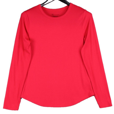 No Boundaries Top Women's Size XL Pinkish Red Long Sleeve Ribbed Polyester Blend