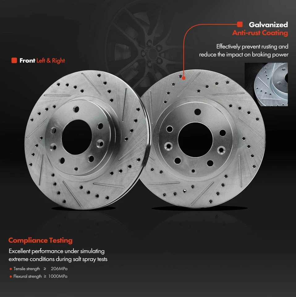 2Pcs Drilled Brake Rotors for Mazda MX-5 Miata 2006 2007 2008-2015 Front LH & RH - Image 2 of 4