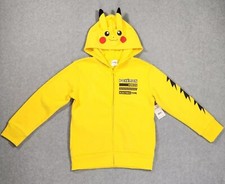 NWT POKEMON Pikachu Yellow Zip Jacket Boys Size 8 Pockets Hoodie Fleece Sweater