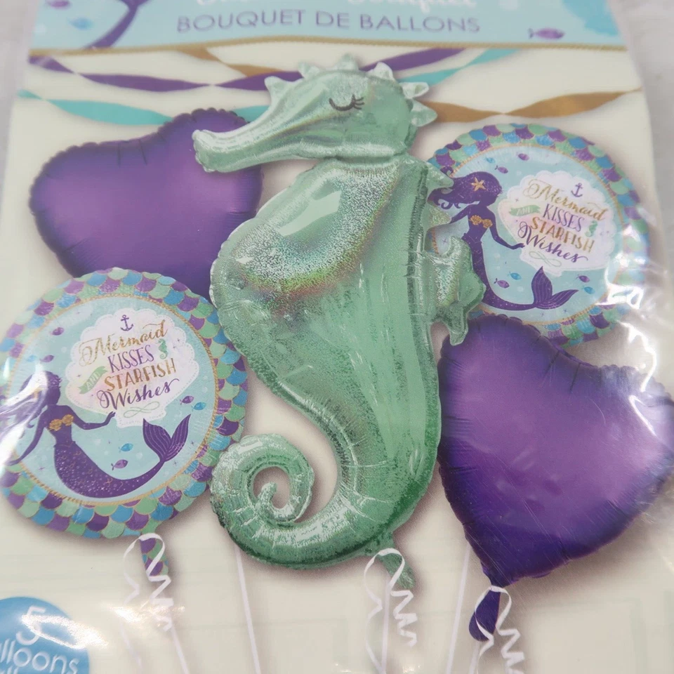 Ramo de globos de papel de sirena decoraciones de fiesta de cumpleaños suministros para favoritos Foto 2 de 4