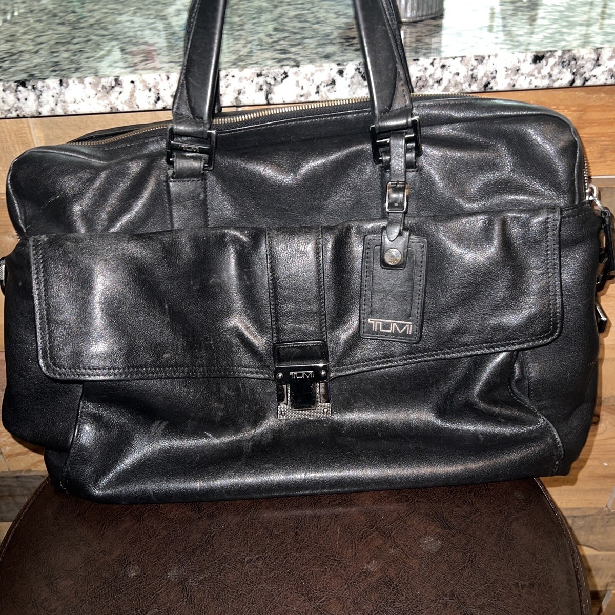 Tumi Beacon Hill Lawyers Briefcase Leather Laptop Bag Black 68560D