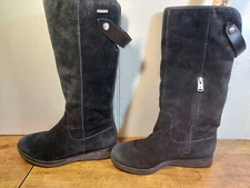 Rockport Black Suede Riding Boots Leather Hydro Shield Waterproof Lined Size 6.5