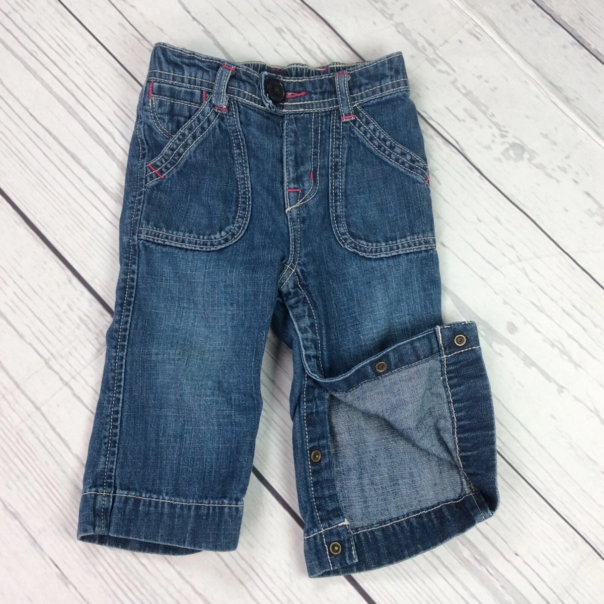 Baby Gap Girls Straight Leg Jeans Size 12-18 Months Snap Crotch 100% Cotton  Blue