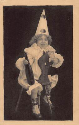 J75/ Entertainer Postcard c1920 Side Show Child Clown Bottle Hat 281