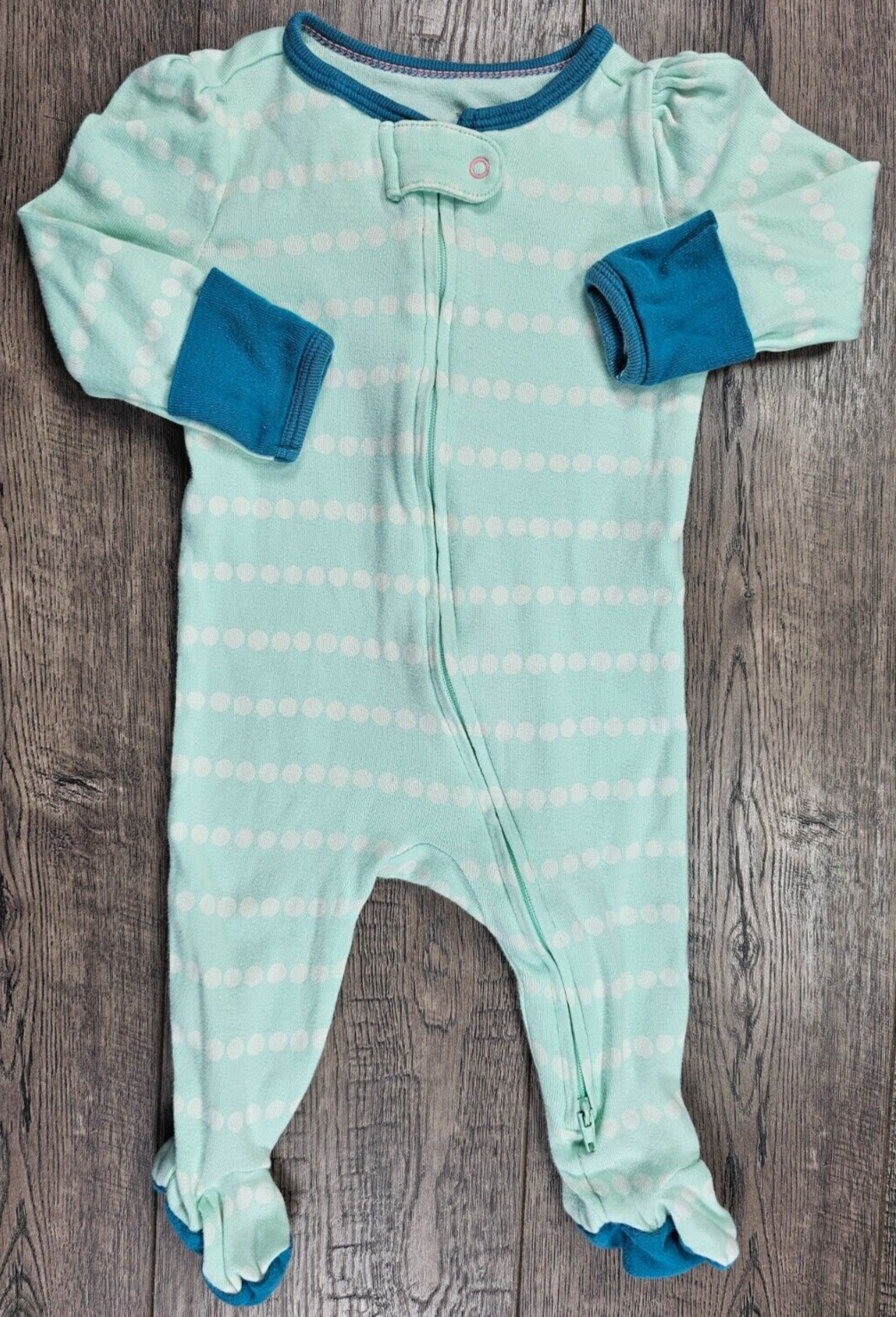 Baby Girl Clothes Cloud Island 3-6 Month Light Blue Dot Footed Outfit-image