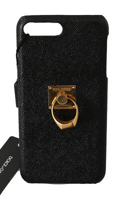 DOLCE GABBANA Phone Case Cover Black Gold Ring Holder iPhone