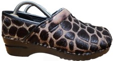 Sanita Walking Shoes Women's 38 Brown Animal Giraffe Calf Hair Clogs Nurse Work
