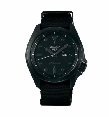 Seiko 5 Sports Black Dial black Nylon Strap Men Watch SRPE69K1