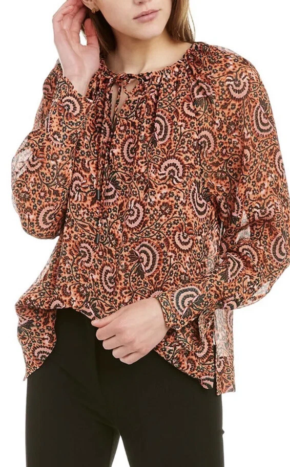 A.L.C. Bryce 100% Silk Floral Top Women's SIZE 2 - Image 3 of 4