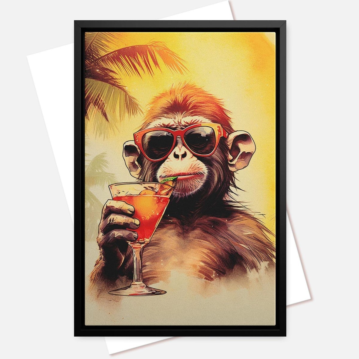 Cool and Funny Party Animal Wall Art Print, Tipsy Monkey poster no