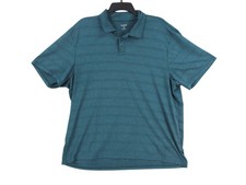 Old Navy Mens XXL Active Polo Shirt Teal Striped Short Sleeve Polyester
