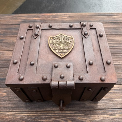 #ad Old West Cast Iron Strong Box San Francisco Division Express Co. Chest Decor $226.99