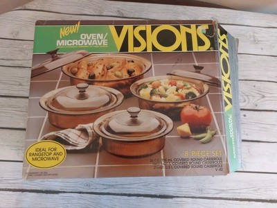 VISIONS 8 Piece Casserole Cookware V-42 Vintage 1990 