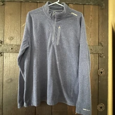 Hi-Tec thermo Men’s L Quarter Zip Pullover blue Outdoor Hiking Layer #43