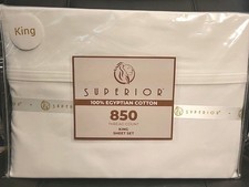 100 Egyptian Cotton Superior 4PC King Size White Sheets Set - 850 Thread Count