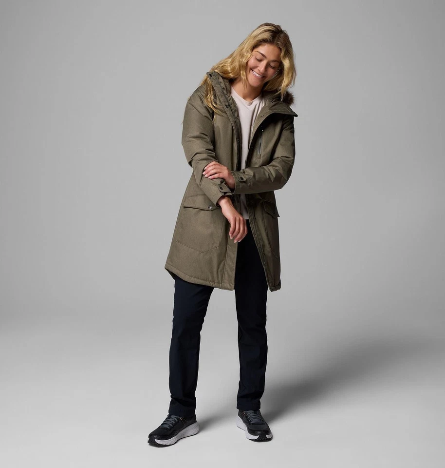 Columbia Women’s Suttle Mountain Long Insulated Jacket – STONE GREEN – Omni-Heat - Image 3 of 4