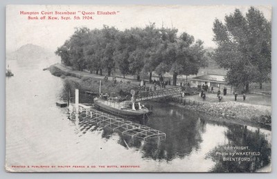 Dampfer Queen Elizabeth vor Kew versenkt 5. September 1904 Wakefield Foto PC