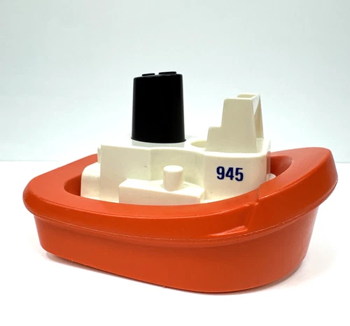 Fisher Price Little People Vintage Orange Cargo Base Tug Boat 945