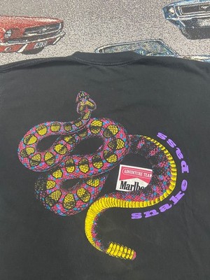 Vintage 90s Black Marlboro Unlimited Snake Pass Pocket Tee Size XL