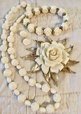 Faux Ivory Rose Mixed Jewelry Lot