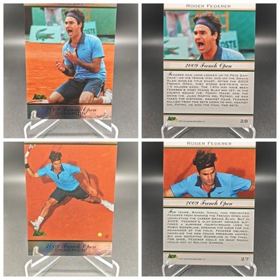   Roger Federer 2 Tennis Cards French Open Championships 2011 Ace Authentic
