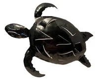 Metal Turtle Metal Art Sea Decor Brassy Green Tone Turtle Beach Wall Art 13x10.5