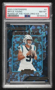 2023 Panini Contenders Rookie of the Year Cracked Ice /25 Bryce Young PSA 8 RC