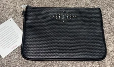 New W/ Tags 31 Thirty-One Jewell Black Zippered Pebble Pouch W/ Jewel Design