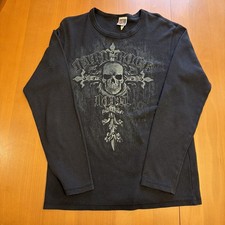 Vintage Hard Rock Hotel Las Vegas Waffle Knit Thermal L Skull Y2K Made in USA