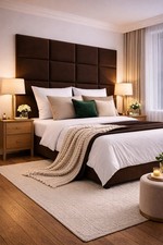 Premium Dark Brown Velvet Upholstered Panels for Bedroom Headboard Walls