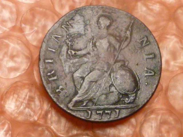 1771 George III Revolutionary War Era Colonial Halfpenny Detector Find DETAIL #1 - Image 3 of 3