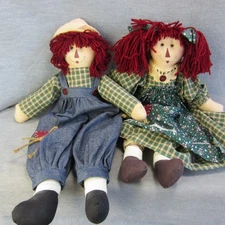 Vintage Raggedy Ann and Andy Primative Doll 22" Folk Art Country