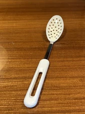 Vintage BONNY White Slotted Nylon Spoon Cooking Kitchen Utensil | USA 12”