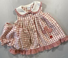 Vintage Carousel Kids Red Gingham Balloon Bloomer Set Dress size 4T