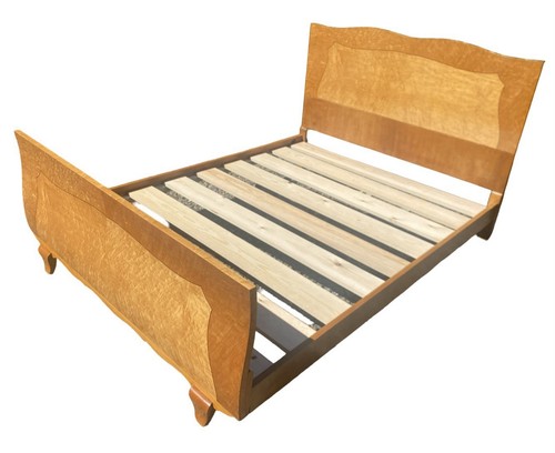 Art Deco French birdseye Maple double Bed - Picture 7 of 12