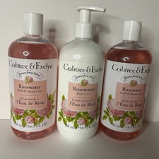Crabtree Evelyn Rosewater 2- Bath Shower Gel 1 Body Lotion Bundle