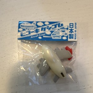 Iwako Airplane Eraser Plastic White/Gray/Red Made in Japan ER-HIC001-150